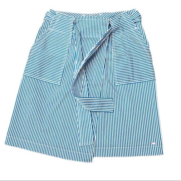 Tommy Hilfiger Wrap Nautical Blue White Stripes Printed Belted Skort Sz 2 NWOT - Picture 1 of 12